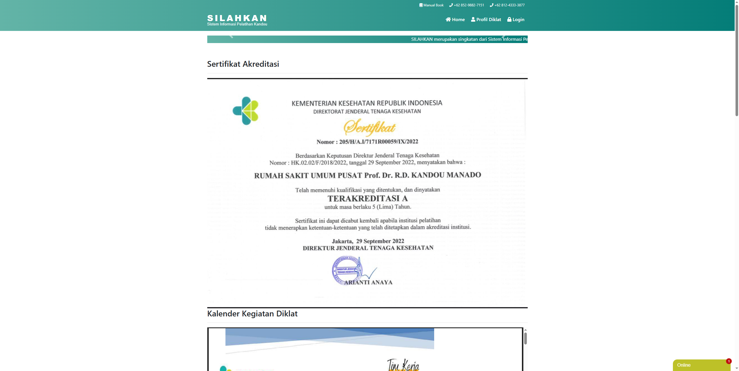 Placeholder preview for Diklat Website